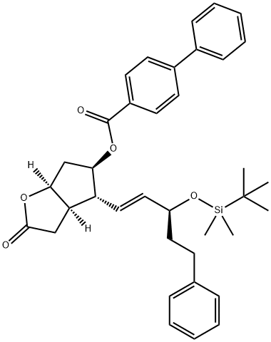 [1,1'-Biphenyl]-4-carboxylic acid, (3aR,4R,5R,6aS)-4-[(1E,3S)-3-[[(1,1-diMethylethyl)diMethylsilyl]oxy]-5- phenyl-1-pentenyl]hexahydro-2-oxo-2H-cyclopenta[b]furan-5-yl ester 구조식 이미지