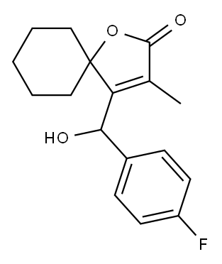 1-Oxaspiro(4.5)dec-3-en-2-one, 4-((4-fluorophenyl)hydroxymethyl)-3-met hyl- Structure