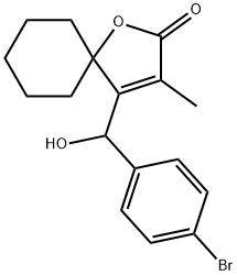 4-((4-Bromophenyl)hydroxymethyl)-3-methyl-1-oxaspiro(4.5)dec-3-en-2-on e 구조식 이미지