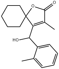 1-Oxaspiro(4.5)dec-3-en-2-one, 4-(hydroxy(2-methylphenyl)methyl)-3-met hyl- Structure