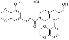 1-Piperazinepropanol, beta-(((2,3-dihydro-1,4-benzodioxin-5-yl)oxy)met hyl)-4-(1-oxo-3-(3,4,5-trimethoxyphenyl)-2-propenyl)-, monohydrochlori de Structure