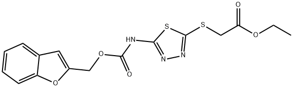 ethyl 2-[(5-{[(1-benzofuran-2-ylmethoxy)carbonyl]amino}-1,3,4-thiadiazol-2-yl)sulfanyl]acetate Structure