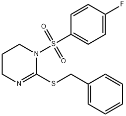 2-(benzylsulfanyl)-1-[(4-fluorophenyl)sulfonyl]-1,4,5,6-tetrahydropyrimidine 구조식 이미지