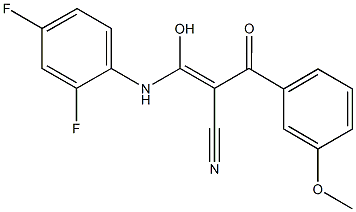(Z)-3-(2,4-difluoroanilino)-3-hydroxy-2-(3-methoxybenzoyl)-2-propenenitrile Structure