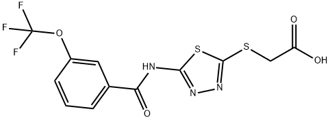 2-[(5-{[3-(trifluoromethoxy)benzoyl]amino}-1,3,4-thiadiazol-2-yl)sulfanyl]acetic acid Structure