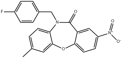 10-(4-fluorobenzyl)-7-methyl-2-nitrodibenzo[b,f][1,4]oxazepin-11(10H)-one 구조식 이미지