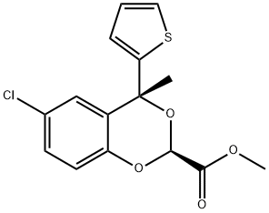 1,3-벤조디옥산-2-카르복실산,6-클로로-4-메틸-4-(2-티에닐)-,메틸에스테르,(E)- 구조식 이미지