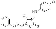 4-Thiazolidinone, 3-(((4-chlorophenyl)amino)methyl)-5-(3-phenyl-2-prop enylidene)-2-thioxo- 구조식 이미지