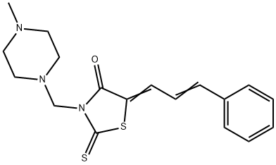 4-Thiazolidinone, 3-((4-methyl-1-piperazinyl)methyl)-5-(3-phenyl-2-pro penylidene)-2-thioxo- 구조식 이미지