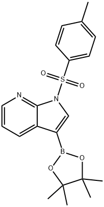 1H-Pyrrolo[2,3-b]pyridine, 1-[(4-methylphenyl)sulfonyl]-3-(4,4,5,5-tetramethyl-1,3,2-dioxaborolan-2-yl)- 구조식 이미지