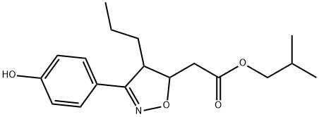 5-Isoxazoleacetic  acid,  4,5-dihydro-3-(4-hydroxyphenyl)-4-propyl-,  2-methylpropyl  ester Structure