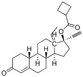 13-ethyl-17alpha-hydroxy-18,19-dinorpregn-4-en-20-yn-3-one cyclobutanecarboxylate 구조식 이미지