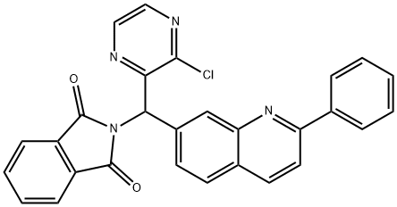 2-((3-chloropyrazin-2-yl)(2-phenylquinolin-7-yl)Methyl)isoindoline-1,3-dione Structure