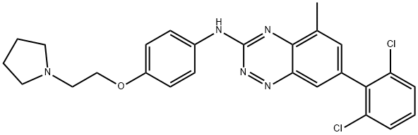 1,2,4-Benzotriazin-3-aMine, 7-(2,6-dichlorophenyl)-5-Methyl-N-[4-[2-(1-pyrrolidinyl)ethoxy]phenyl]- Structure