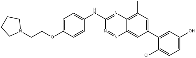 Phenol, 4-chloro-3-[5-Methyl-3-[[4-[2-(1-pyrrolidinyl)ethoxy]phenyl]aMino]-1,2,4-benzotriazin-7-yl]- 구조식 이미지