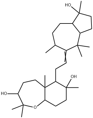 Decahydro-2,2,5a,7-tetramethyl-6-[2-(2,3,3a,4,6,7,8,8a-octahydro-1-hydroxy-1,4,4,6-tetramethylazulen-5(1H)-ylidene)ethyl]-1-benzoxepin-3,7-diol Structure