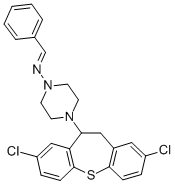 1-Piperazinamine, 4-(2,8-dichloro-10,11-dihydrodibenzo(b,f)thiepin-10- yl)-N-(phenylmethylene)- Structure