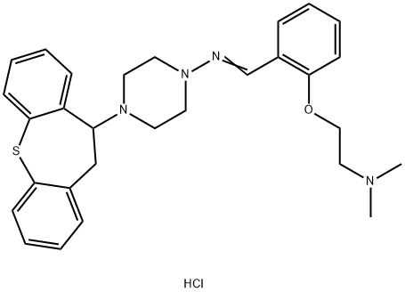 1-Piperazinamine, 4-(10,11-dihydrodibenzo(b,f)thiepin-10-yl)-N-((2-(2- (dimethylamino)ethoxy)phenyl)methylene)-, trihydrochloride Structure