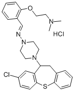 1-Piperazinamine, 4-(8-chloro-10,11-dihydrodibenzo(b,f)thiepin-10-yl)- N-((2-(2-(dimethylamino)ethoxy)phenyl)methylene)-, monohydrochloride 구조식 이미지