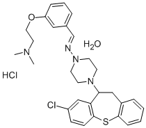 1-Piperazinamine, 4-(8-chloro-10,11-dihydrodibenzo(b,f)thiepin-10-yl)- N-((3-(2-(dimethylamino)ethoxy)phenyl)methylene)-, hydrochloride, hydr ate (1:1:1) Structure