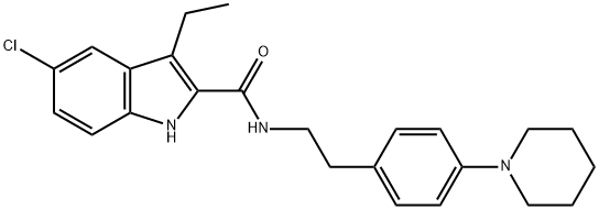 5-chloro-3-ethyl-1H-indole-2-carboxylic  acid  [2-(4-piperidin-1-yl-phenyl)-ethyl]-amide Structure