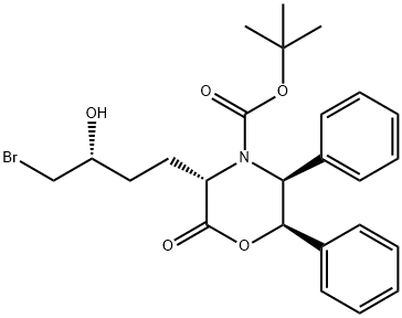 (3S,5S,6R)-3-[(3R)-4-BroMo-3-hydroxybutyl]-2-oxo-5,6-diphenyl-4-Morpholinecarboxylic Acid tert-Butyl Ester 구조식 이미지
