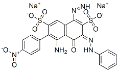 disodium (3E)-5-amino-6-(4-nitrophenyl)diazenyl-4-oxo-3-(phenylhydrazinylidene)naphthalene-2,7-disulfonate 구조식 이미지