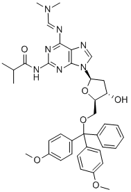 2-AMINO-5'-O-(DIMETHOXYTRITYL)-2'-DEOXY-N6-(DIMETHYLAMINOMETHYLIDENE)-N2-(ISOBUTYRYL)ADENOSINE 구조식 이미지