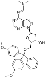 5'-O-DIMETHOXYTRITYL-N6-(N,N-DIMETHYLAMINOMETHYLENE)-8-AZA-7-DEAZA-2'-DEOXYADENOSINE Structure