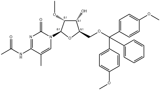 시티딘,N-아세틸-5'-O-[비스(4-메톡시페닐)페닐메틸]-2'-O-메틸-5-메틸- 구조식 이미지