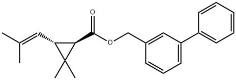 Cyclopropanecarboxylic acid, 2,2-dimethyl-3-(2-methyl-1-propenyl)-, (1,1'-biphenyl)-3-ylmethyl ester, (1R,3R)- Structure