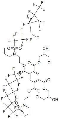 1,2,4,5-Benzenetetracarboxylic acid 1,5-bis(3-chloro-2-hydroxypropyl)2,4-bis[2-[[(heptadecafluorooctyl)sulfonyl]propylamino]ethyl] ester 구조식 이미지