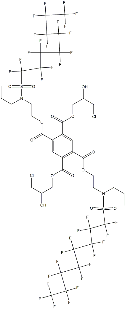 1,2,4,5-Benzenetetracarboxylic acid 1,4-bis(3-chloro-2-hydroxypropyl)=2,5-bis[2-[N-(heptadecafluorooctyl)sulfonyl-N-propylamino]ethyl] ester Structure