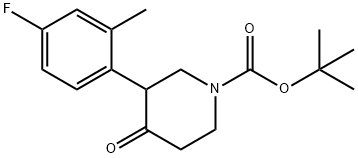 1-BOC-3-(3'-FLUORO-5'-METHYLPHENYL)-PIPERIDIN-4-ONE 구조식 이미지