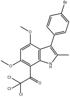 Ethanone,  1-[3-(4-bromophenyl)-4,6-dimethoxy-2-methyl-1H-indol-7-yl]-2,2,2-trichloro- 구조식 이미지