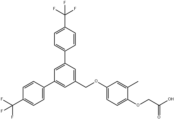 Acetic acid, 2-[4-[[4,4''-bis(trifluoroMethyl)[1,1':3',1''-terphenyl]-5'-yl]Methoxy]-2-Methylphenoxy]- 구조식 이미지
