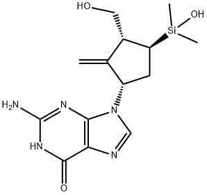 2-AMino-1,9-dihydro-9-[(1S,3R,4S)-4-(hydroxydiMethylsilyl)-3-(hydroxyMethyl)-2-Methylenecyclopentyl]-6H-purin-6-one 구조식 이미지