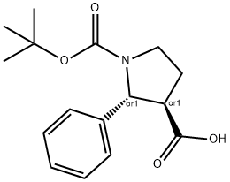 TRANS-1-BOC-2-PHENYL-PYRROLIDINE-3-CARBOXYLIC ACID Structure