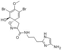 [5S,10β,(+)]-N-[3-(2-Amino-1H-imidazole-4-yl)propyl]-7,9-dibromo-10-hydroxy-8-methoxy-1-oxa-2-azaspiro[4.5]deca-2,6,8-triene-3-carboxamide 구조식 이미지