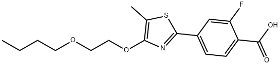 4-[4-(2-Butoxyethoxy-)-5-methyl-2-thiazolyl]-2-fluorobenzoicacid Structure