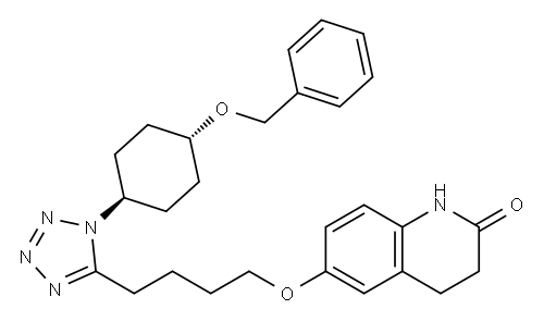 trans-3,4-Dihydro-6-[4-[1-[4-(phenylmethoxy)cyclohexyl]-1H-tetrazol-5-yl]butoxy]-2(1H)-quinolinone Structure