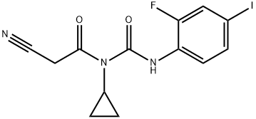 2-시아노-N-사이클로프로필-N-(2-플루오로-4-요오도페닐카바모일)아세타미드 구조식 이미지