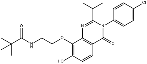 Propanamide,  N-[2-[[3-(4-chlorophenyl)-3,4-dihydro-7-hydroxy-2-(1-methylethyl)-4-oxo-8-quinazolinyl]oxy]ethyl]-2,2-dimethyl- Structure