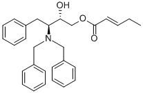 펜트-2-에노산(2S,3S)-3-DIBENZYLAMINO-2-HYDROXY-4-페닐부틸에스테르 구조식 이미지