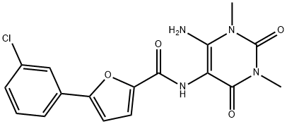 2-Furancarboxamide,  N-(6-amino-1,2,3,4-tetrahydro-1,3-dimethyl-2,4-dioxo-5-pyrimidinyl)-5-(3-chlorophenyl)- 구조식 이미지