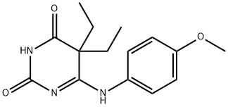 2,4(3H,5H)-Pyrimidinedione, 6-((4-methoxyphenyl)amino)-5,5-diethyl- Structure