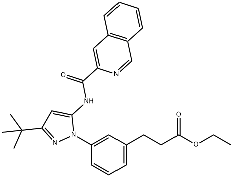 벤젠프로판산,3-[3-(1,1-디메틸에틸)-5-[(3-이소퀴놀리닐카르보닐)아미노]-1H-피라졸-1-일]-,에틸에스테르 구조식 이미지