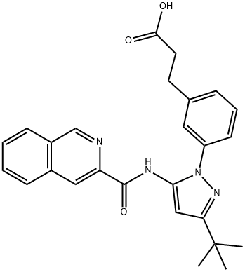 Benzenepropanoic  acid,  3-[3-(1,1-dimethylethyl)-5-[(3-isoquinolinylcarbonyl)amino]-1H-pyrazol-1-yl]- 구조식 이미지