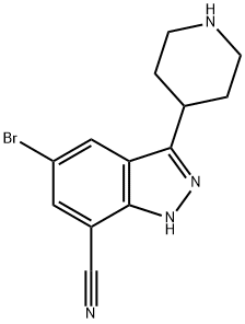 1H-Indazole-7-carbonitrile,5-broMo-3-(4-piperidinyl)- 구조식 이미지