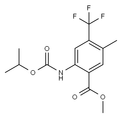 벤조산,5-메틸-2-[[(1-메틸에톡시)카르보닐]아미노]-4-(트리플루오로메틸)-,메틸에스테르 구조식 이미지